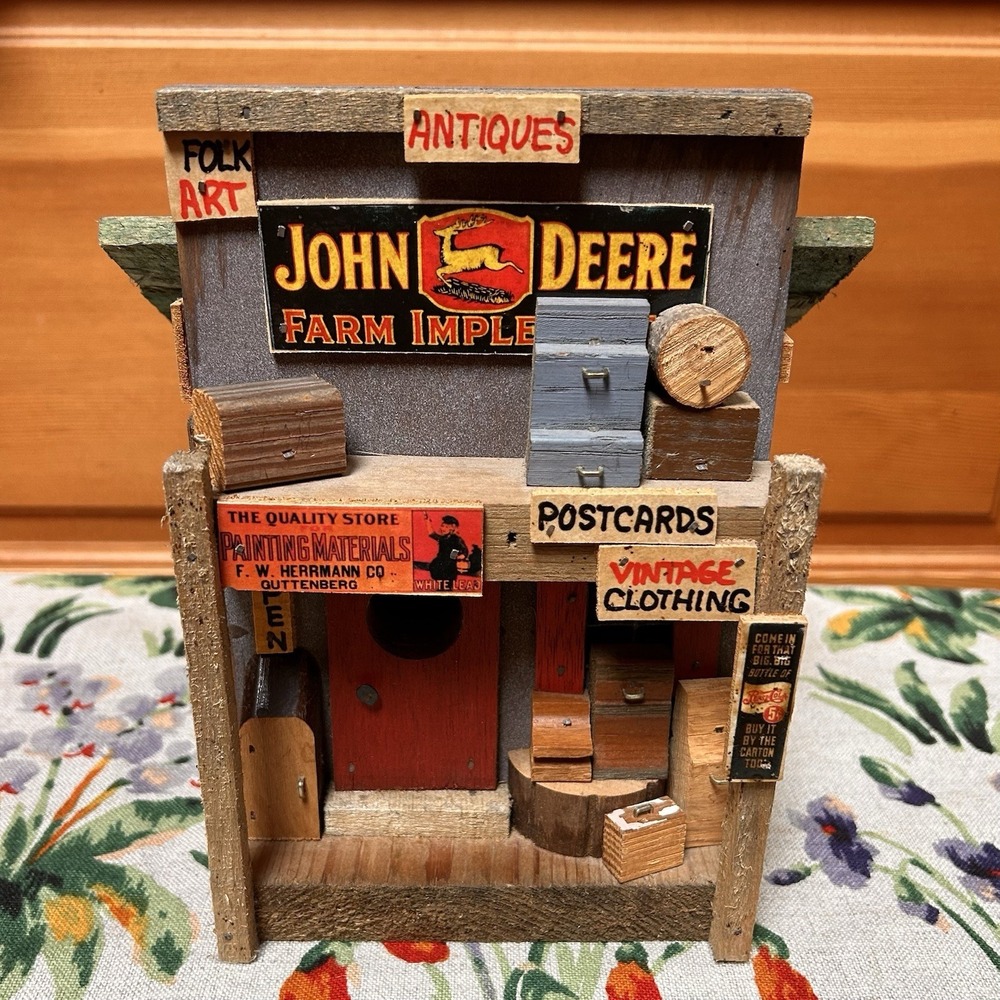 ML Studtman Handmade Birdhouse General Store John Deere Pepsi Rustic Folk Art